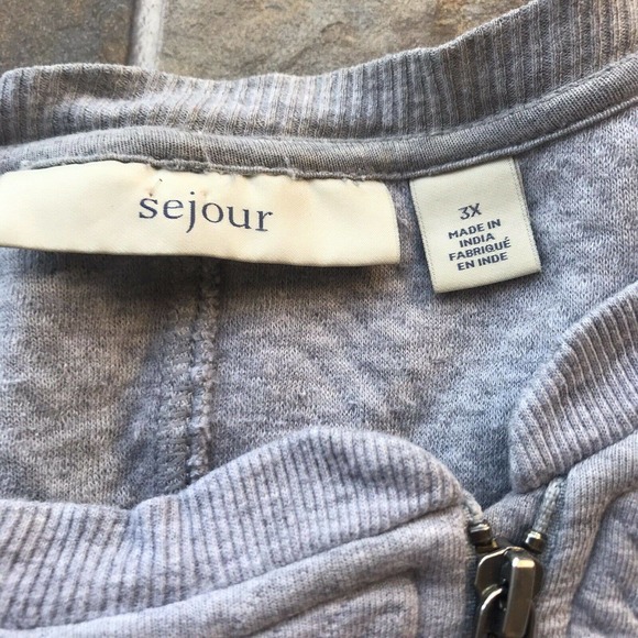 Sejour Sz 2x Jacket Plus Size Grey Diagonal Zipper Lightweight Pockets Womens - Picture 4 of 5